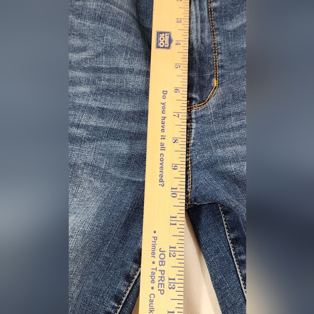 NO BOUNDARIES SUPER HIGH RISE JUNIORS JEANS, SIZE 7, DARK WASH, BLUE - Picture 9 of 13